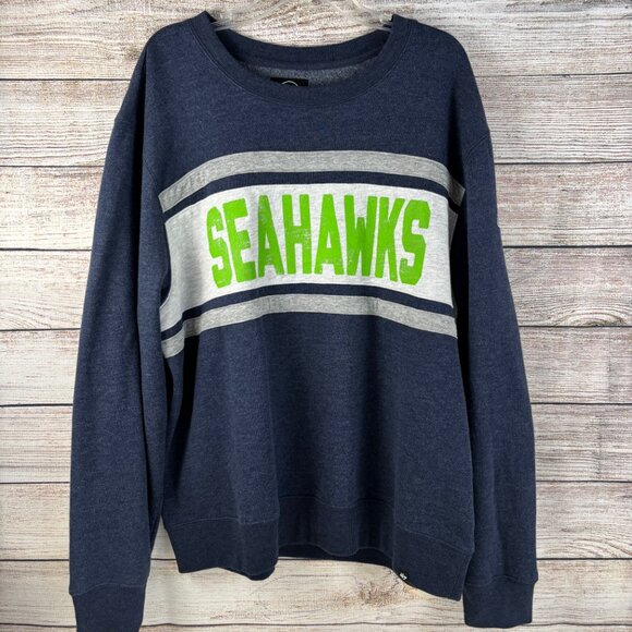 47 Brand Seattle Seahawks NFL Football Sweatshirt Men's XXLarge Distressed Logo - Picture 1 of 10